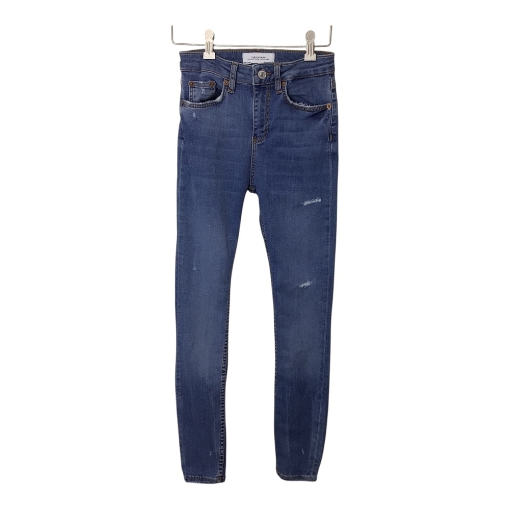 Zara Denim Woman's Skinny Leg Distressed Blue Jeans EUC Size 2